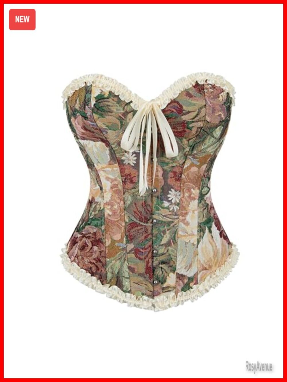 Womens Victorian Overbust Corset Top Bustier Lace Renaissance Jacquard